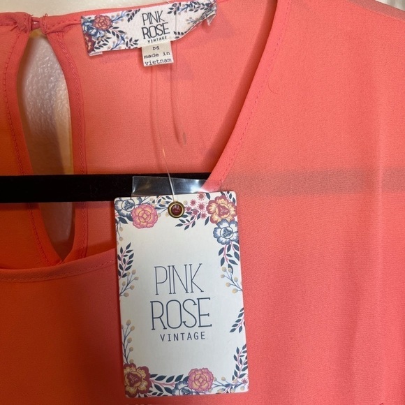 Pink Rose NWT V-Neck Blouse Shirts Womens Medium Sheer Flowy Airy Work Office - Picture 4 of 9